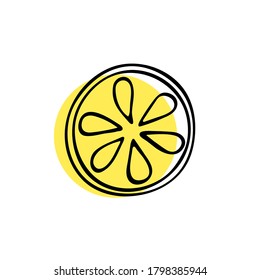 Lemon on a white background. A slice of juicy sour lemon. Vector image.
Card with logo, badge for background, postcard. illustration