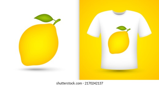 Lemon on white shirt. Vector illustration