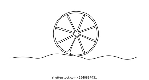 Ilustración de una línea continua de limón. Dibujado a mano doodle boceto de fruta naranja