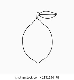 Lemon - one line drawing. Continuous line citrus fruit. Hand-drawn minimalist illustration, vector.