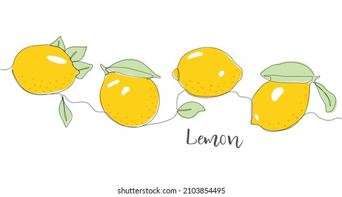 Lemon. One line drawing isolated on white background. Beautiful hand drawn design vector illustration for posters, wall art, tote bag, mobile case, t-shirt print. Icon. Menu. Food label