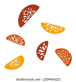 Lineare Symbole für Zitronen und Orangen