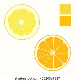 Lemon and orange fruits illustration 