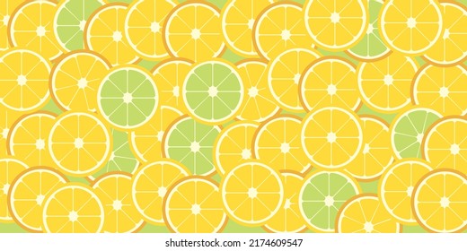 lemon and orange fruits pattern. repeated Fresh fruits pattern background. colorful fruits graphic pattern for background, banner and design. Vector illustration.