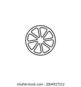 lemon, orange icon in flat black line style, isolated on white background 