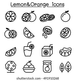 Lemon & Orange Symbol auf dünner Linie gesetzt