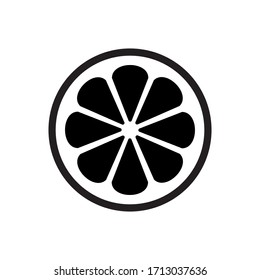 Lemon orange lime citrus half icon isolated on white background. Citrus sign symbol vector illustration, black style