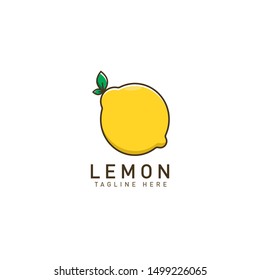 lemon or orange logo. Simple lemon icon logo. cartoon lemon label. Lemon fruit sphere with green leaf logo,