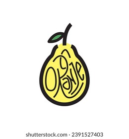 lemon orange logo typographic design line vector illustration