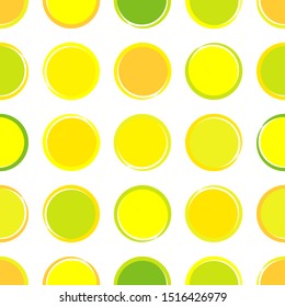 Lemon and Orange. Polka dots seamless pattern. Mosaic of ethnic figures. Patterned texture. Geometric background. Can be used for wallpaper, textile, invitation card, wrapping, web page background.
