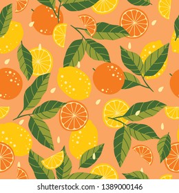 lemon and orange seamless pattern