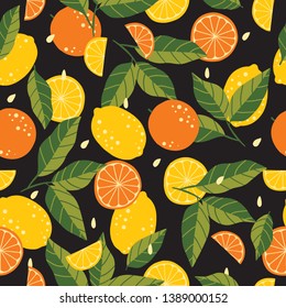 lemon and orange seamless pattern