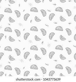 Lemon or orange seamless trendy pattern. Vector graphic lemon fruit slices texture. Tropical hand drawn summer wallpaper, textiles, fabric, print background