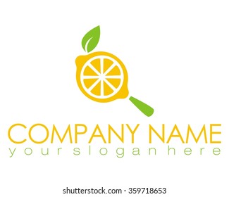 lemon orange search fresh logo icon vector