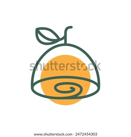 lemon orange tropical fresh fruit colorful line logo dsign vector