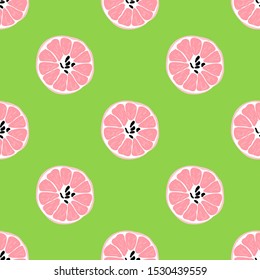Lemon and Orange Vector Fruit Seamless Pattern. Summer Citrus Tropical Kitchen Background. Fresh Lime Slice Vintage Texture.