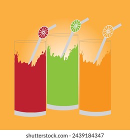 lemon, orange and watermelon drinking juice design and isolated 