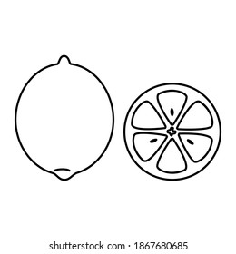 Lemon outline icon. Food, outline vector illustration.