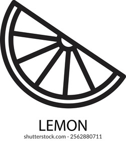 lemon outline icon. this is half circle. Thin line icon from bistro and restaurant collection. vector isolated on white background. Vector illustration
