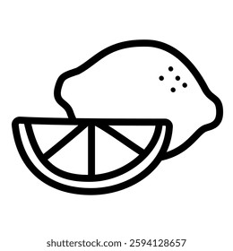 Lemon outlined icon isolated on white background. Fruit vector illustration