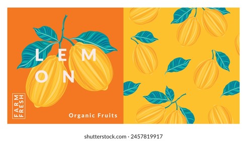 Plantillas de diseño de empaque de limón. Ilustración vectorial de estilo moderno.