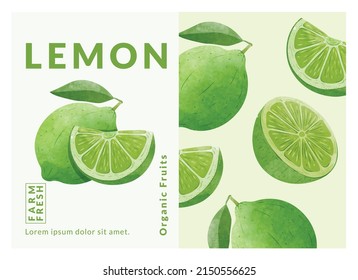 Lemon packaging design templates, watercolour style vector illustration.	
