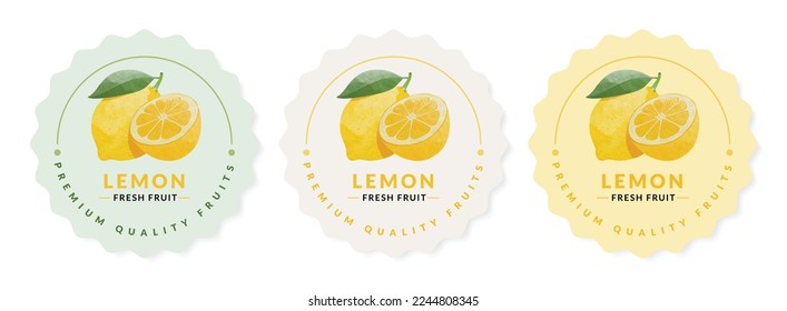 Lemon packaging design templates, watercolour style vector illustration.