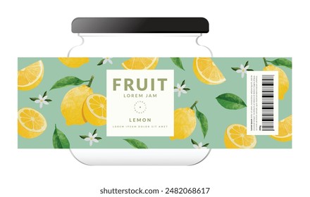 Zitronen-Verpackungs-Design-Vorlagen, Aquarell-Stil-Vektorillustration.