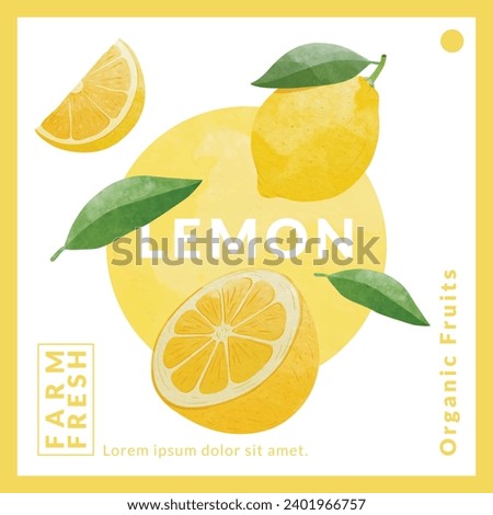 Lemon packaging design templates, watercolour style vector illustration.
