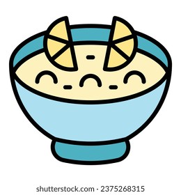 Lemon paella icon outline vector. Culinary fish. Dish pan color flat