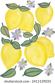 Lemon painting art watercolor fruit 