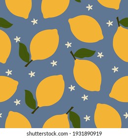 Patter de limón. Patrón sin foco. Patrón cítrico. Vector. Editable.