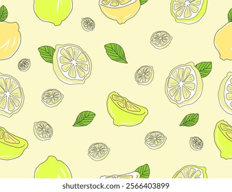 lemon pattern Background. flat illustration lemon background. seamless pattern lemon. lemon flat illustration background