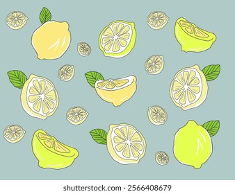 lemon pattern Background. flat illustration lemon background. seamless pattern lemon. lemon flat illustration background