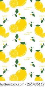 Lemon pattern background. Lemon  illustration. Lemon background. Perfect for fabric, textile, wallpaper, decor, illustration, print, packaging. 