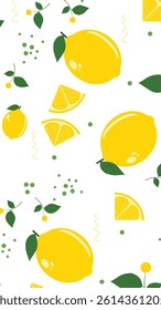 Lemon pattern background. Lemon  illustration. Lemon background. Perfect for fabric, textile, wallpaper, decor, illustration, print, packaging. 