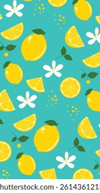 Lemon pattern background. Lemon  illustration. Lemon background. Perfect for fabric, textile, wallpaper, decor, illustration, print, packaging. 