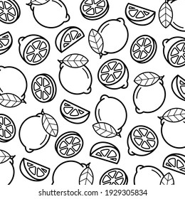 Lemon pattern background set. Collection icon lemons. Vector