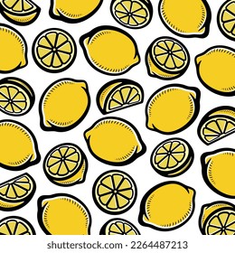 Lemon pattern background set. Collection icon lemons. Vector