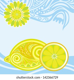 Lemon pattern background sun sky abstract design element vector illustration
