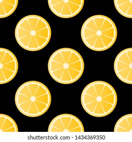 Lemon pattern background, vector illustration. Juicy bright sliced lemons design template. Fruit background. Vector EPS 10.