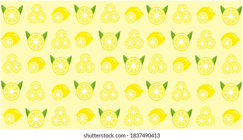 Zitronenmuster. Geruchtes Muster mit gelben Zitronenscheiben. Leckerer Sommerhintergrund. Kann für Tapete, Banner, Poster verwendet werden.