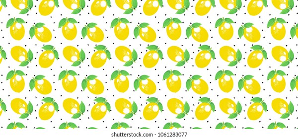 Lemon pattern. decorative background with colorful summer yellow lemons. Bright summer design. Vector illustration.