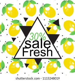 Lemon pattern. decorative background with colorful summer yellow lemons for design banner. Bright summer design 