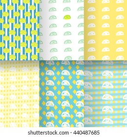 Lemon pattern decorative background with yellow. Bright summer design on a background of the trend Grunge line. Vector
