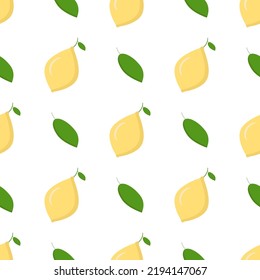 Lemon pattern in flat style on white background. Vector image for tablecloth or web design
