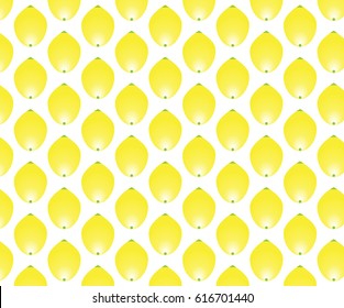 Lemon pattern illustration of vegetarian fruits on white background.