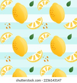 Lemon Pattern  with light blue background