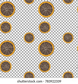 Lemon pattern on transparent background. Colorful summer fruit vector illustration.