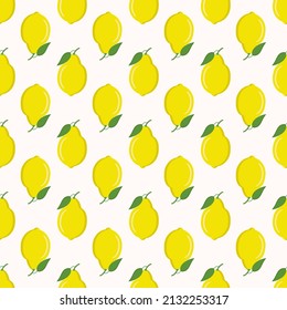 Lemon pattern on a white background for use in textiles